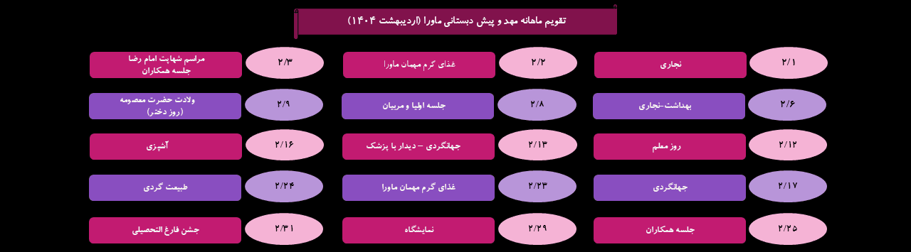 تقویم فعالیت های ماورا